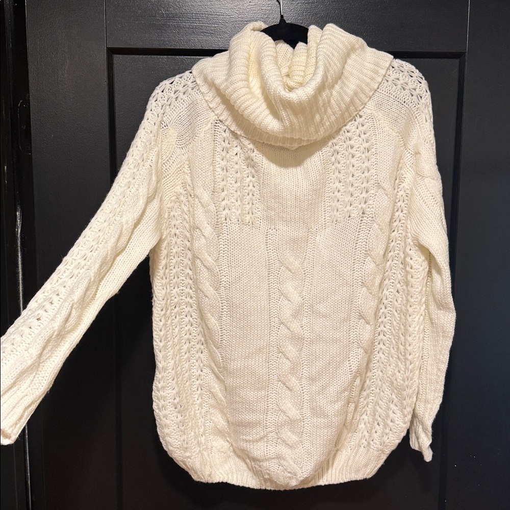 Cable Knit Long Sleeve Cowl Neck Sweater
